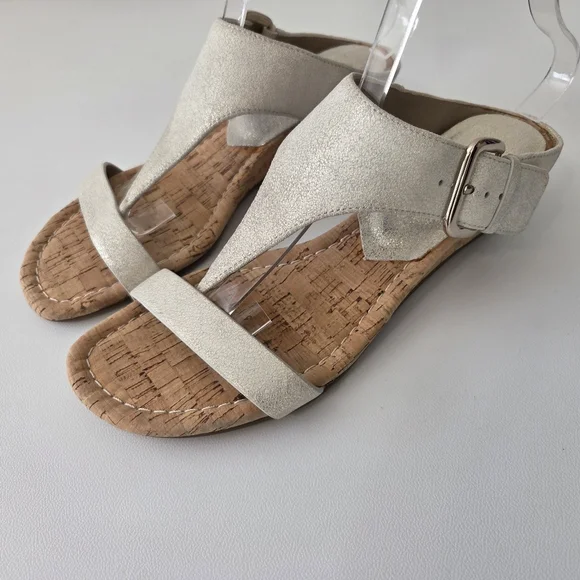 Donald J. Pliner Gold Shimmer Cork Wedge Sandals - Picture 1 of 13